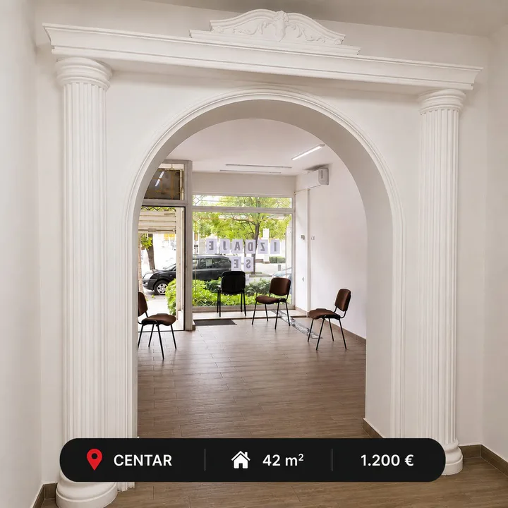 🏢 Izdaje se poslovni prostor *** 📍 Centar, Podgorica 📐 42 m² 🏢 Visoko prizemlje 💶 1.200 € - slika 3