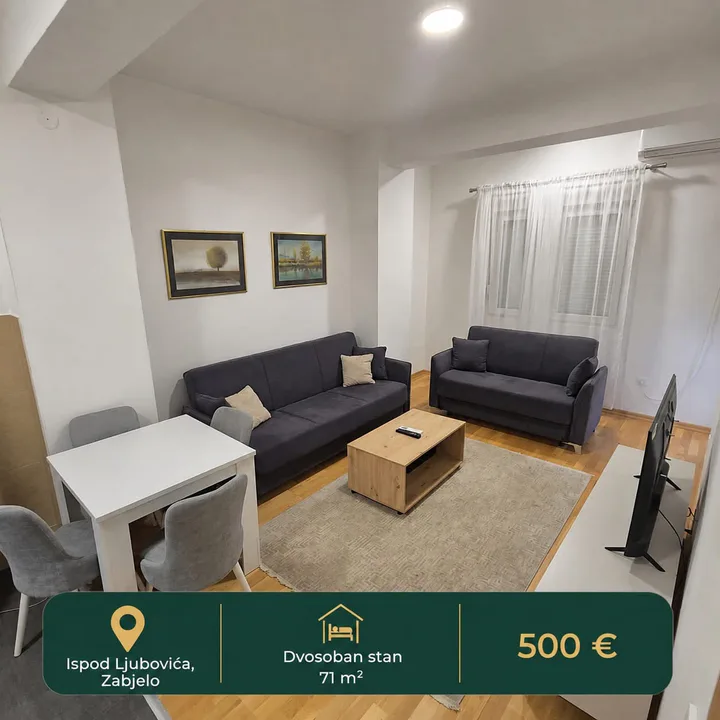 DVOSOBAN STAN ZA IZDAVANJE – ZABJELO ***